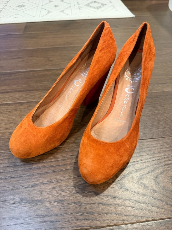 Jeffrey Campbell Shoes - Jeffrey Campbell "Ibiza" Suede Orange Block Heel Pumps Size 8 - C61-003